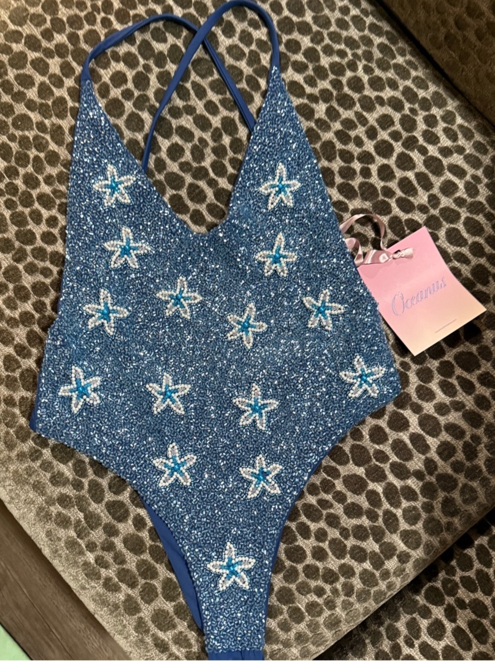 Oceanus starfish beaded one piece swimsuit NWT